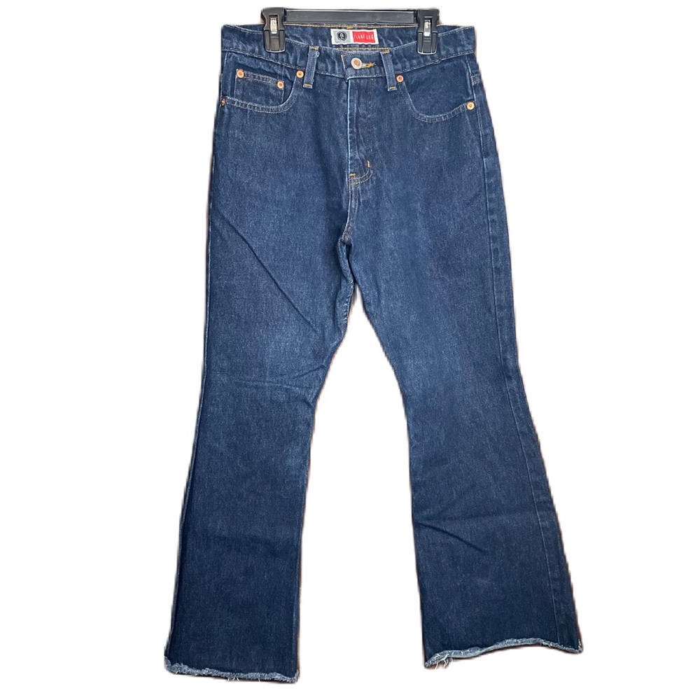 Arizona Women’s Blue Denim Raw Hem High Waist Flare Jeans Size 7 Juniors